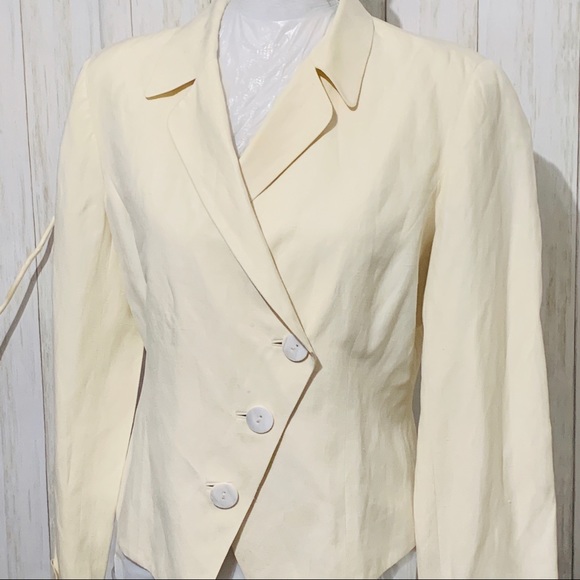 Neiman Marcus Silk & Linen Ivory Blazer Size 10 - Picture 2 of 5